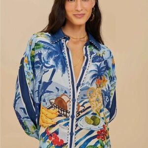 Tropical Print Button-Up Shirt